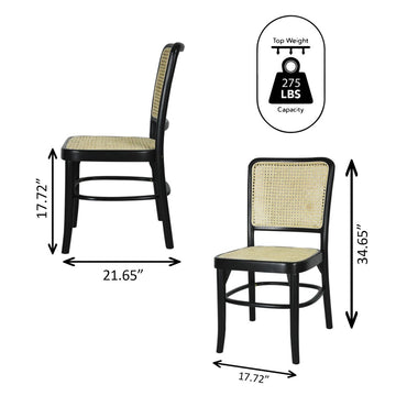 Colmar Mid-Century Vintage Wood Rattan Dining Chair - JONATHAN Y